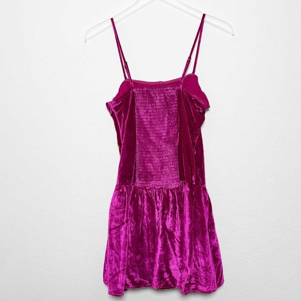 Anthropologie Maeve Pink Basque-Waist Velvet Mini Dress - Picture 4 of 8